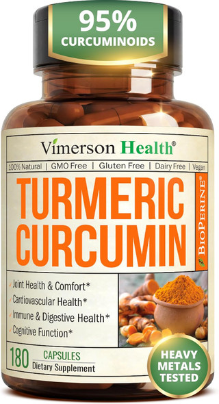 Vimerson Health Turmeric Curcumin Supplement – 1200mg Organic Turmeric Curcumin with Black Pepper Extract for Max Absorption – Digestive  and Joint Supplements for Men and Women w. Tumeric Extract and Bioperine