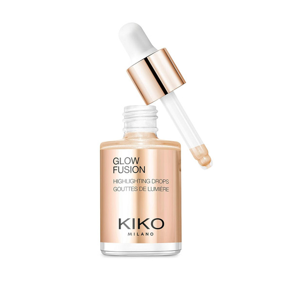 KIKO Milano Glow Fusion Highlighting Drops 02, Liquid Face Highlighter With A Metallic Finish | Liquid Highlighter | Metallic Finish | Reflective Pearls | Buildable