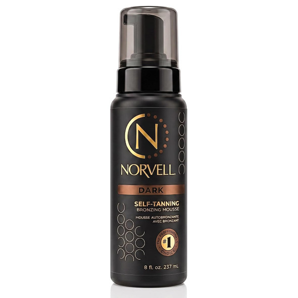 Norvell Sunless Dark Self Tanner Mousse with Bronzer 8 fl oz – Instant Natural Looking Fake Tan for a Bronzing Glow, Streak Free, Fast Drying, Long Lasting Sunless Tanning Color
