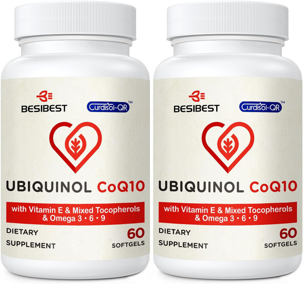 Ubiquinol CoQ10-600mg-Softgel, Active Coq10 Ubiquinol Supplement with Vitamin E & Omega 3, 6, 9, High Absorption-Coenzyme-Q10, Powerful Antioxidant for Energy Production, Tested