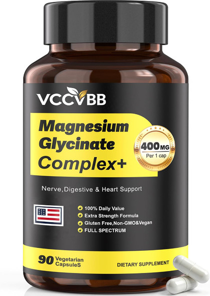 VCCVBB 400mg Magnesium Complex 12-in-1 Magnesium Glycinate 90 Capsules