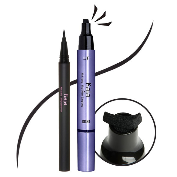 Kaja Winged Eyeliner Set  Wink Stamp Original  with Avocado Extract Double-ended Wing Smudge-Proof  Waterproof  Eye Irritation Tested Long Lasting Pencil Colorstay Matte Finish Cat Eye Look
