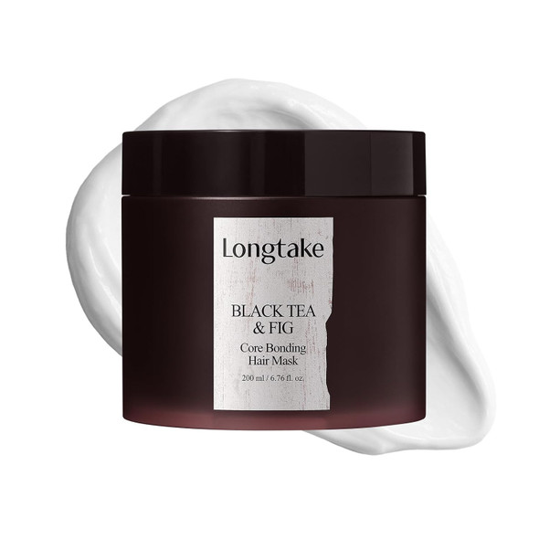 LONGTAKE Core Bonding Hair Mask - Bond Control & Internal Protein Filling with Peptides | Frizz Control, Split Ends Care | Hair Smooth, Glossy | For All Types (Black Tea & Fig Scent, 6.76 Fl Oz)