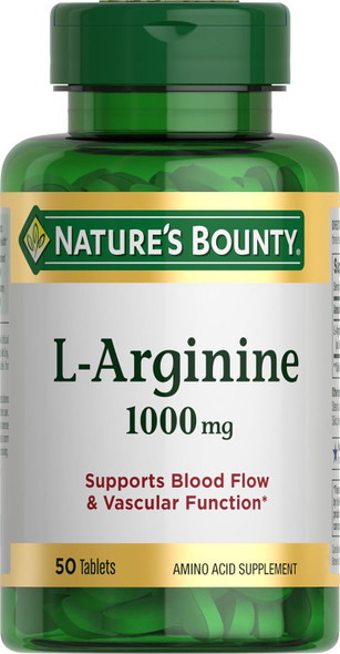 Nature's Bounty L-Arginine 1000mg  Non-GMO  Gluten Free 50 Tablets