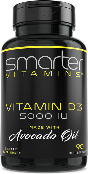 SmarterVitamins Vitamin D3 5000 IU with Avocado Oil High Potency Softgels