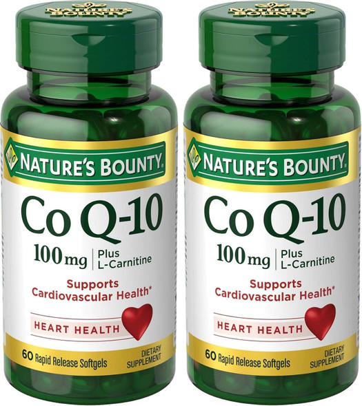 Nature's Bounty CoQ10, 100mg Plus L-Carnitine  60 Softgels