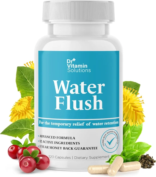 DR VITAMIN SOLUTIONS Diuretic Water Pills for Weight Control - Instant Relief from Bloat and Swelling - Green Tea Cranberry Dandelion Leaf Extract - Water Retention Pills for Women and Men