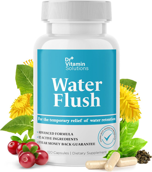 DR VITAMIN SOLUTIONS Diuretic Water Pills for Weight Control - Instant Relief from Bloat and Swelling - Green Tea Cranberry Dandelion Leaf Extract - Water Retention Pills for Women and Men