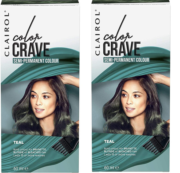 Clairol Colour Crave Semi Permanent Hair Dye Teal 60ml 2 Packs