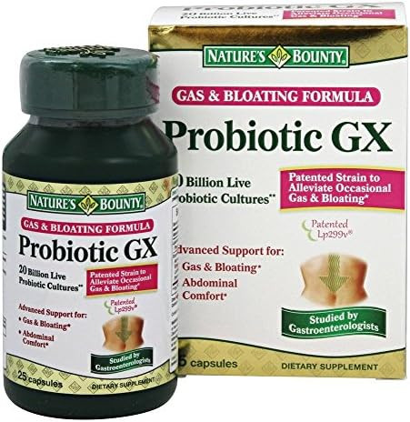 Nature's Bounty Probiotic GX Gas and Bloating Formula Capsules 25 ea Pack of 4