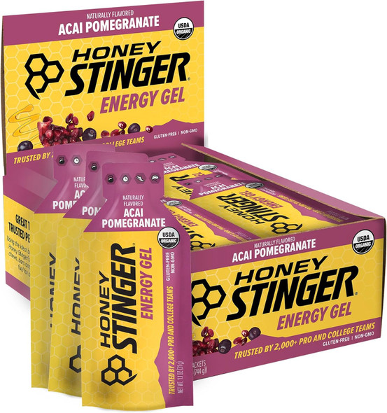 Honey Stinger Energy Gel, Gluten Free & Caffeine Free, for Exercise, Running and Performance, Sports Nutrition for Home & Gym, Pre and Mid Workout, 24 Pack