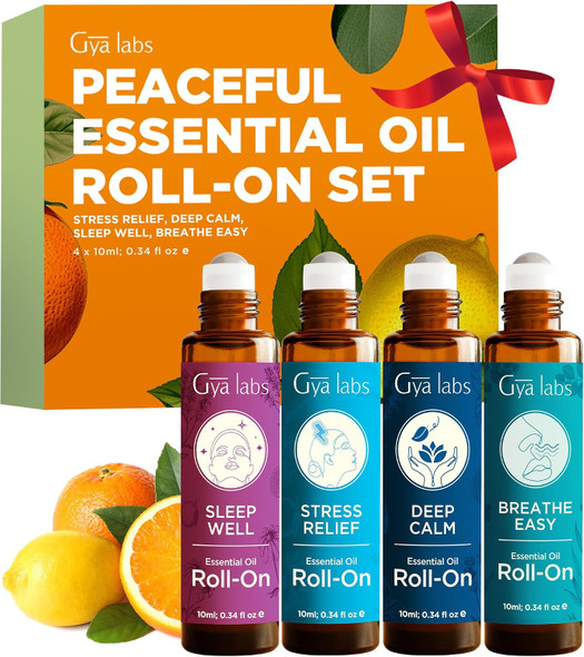 Gya Labs Classic Roll on Essential Oils Set - Each - Essential Oil Set Relaxation Womens Gifts for Christmas - Blends for Calm Aromatherapy Stocking Stuffers Relaxing Gifts for Women