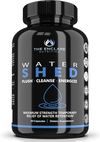 THE ENCLARE NUTRITION Water Pills Diuretic Water Retentio -Liver Detox  Kidney Cleanse Weight Swelling Legs and  Feet Edema Bloating Relief Fluid Balance - Dandelion Vitamin B6 Green Tea Watershed Max Strength 60ct