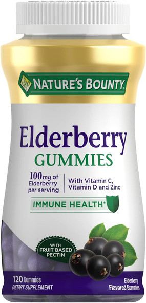 Nature's Bounty Elderberry Gummies,Immune Support,Contains Vitamin A,C,D,E and Zinc