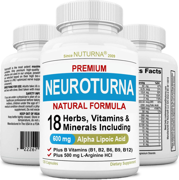 Nuturna Neuroturna Support Supplement with Pure Alpha Lipoic Acid - Advanced ALA Formula for Feet Hands Fingers Legs - Ultra Potent 18 in 1 Natural Vitamins