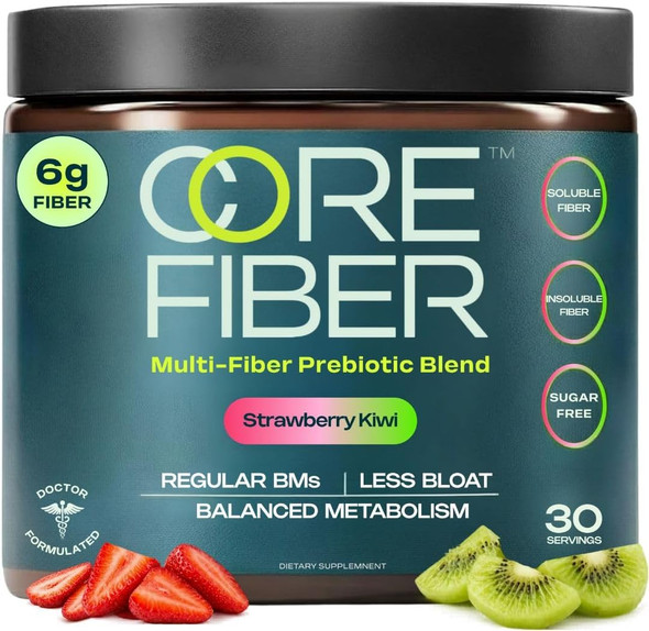 Core Fiber Prebiotic Fiber Supplement for Women & Men – 6g Prebiotic Fiber Powder – Daily Blend for Gut Health, Bloating, Regular Digestion & Energy – Soluble & Insoluble, Sugar Free
