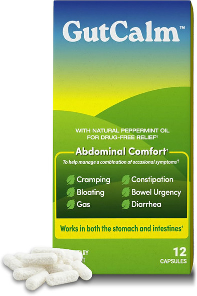 GutCalm IBS Relief Peppermint Oil Capsules, Gas & Bloating