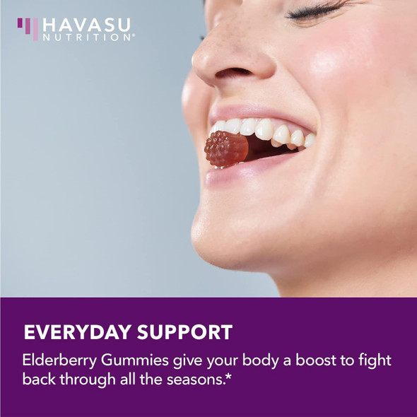 HAVASU NUTRITION Elderberry Gummies with Vitamin C & Zinc, Berry, 60 Servings