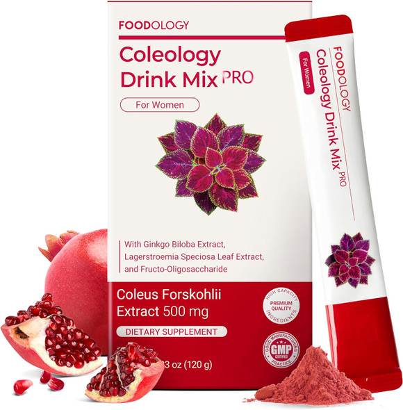 FOODOLOGY Coleology Drink Mix PRO  3000mg Prebiotic Fiber and Metabolism Support  Daily Pomegranate Stick Powder for Gut Health and Weight Management | 15 Sticks