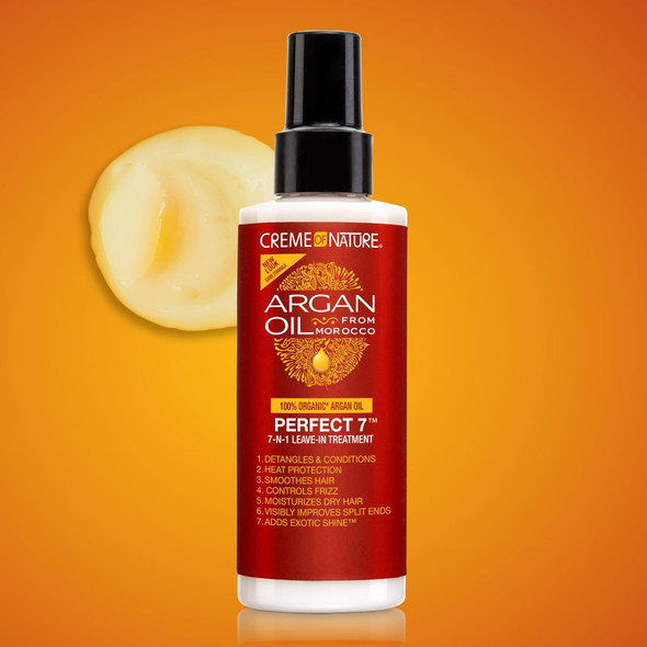 Creme of Nature Perfect 7™ Leave-In Treatment, 7-in-1 Spray For Frizz-Control, Protects From Heat and Detangles, Infused with Argan Oil  5.1 fl oz