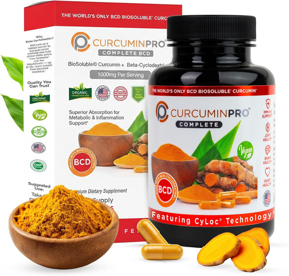 curcuminpro Complete Vegan | BioSoluble Brown Rice Protein & Organic Turmeric Curcumin Supplement | Plant-Based Formula for Daily Wellness