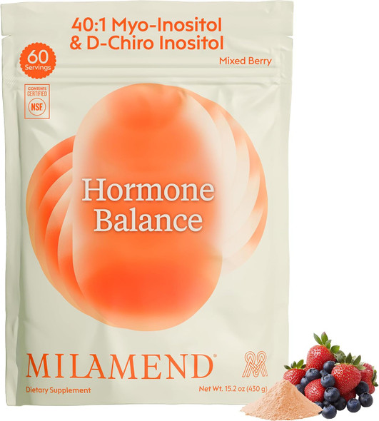 milamend 40:1 Inositol Powder Multi-Nutrient Women's Hormonal Supplement Drink Mix - 60 Servings