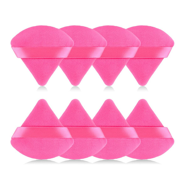 RAREIUS 8Pcs of Triangular Powder Puff Makeup Sponges, Made of Super-soft Velvet, Designed for Contouring, Eye, and Corner, Beauty Blender Foundation Mixing Container.