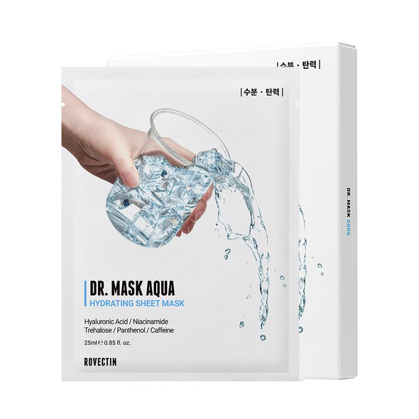 ROVECTIN Dr. Mask Aqua Hydrating Sheet Mask | Deep Moisturizing Face Mask for Dry & Dehydrated Skin – Hydrating, Plumping, Soothing & Skin Barrier Care