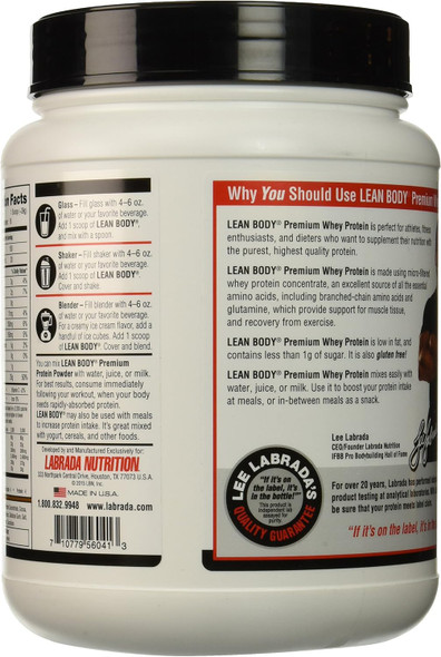 Labrada Nutrition Lean Body Premium Whey Protein Powder, Chocolate, 24 Ounce
