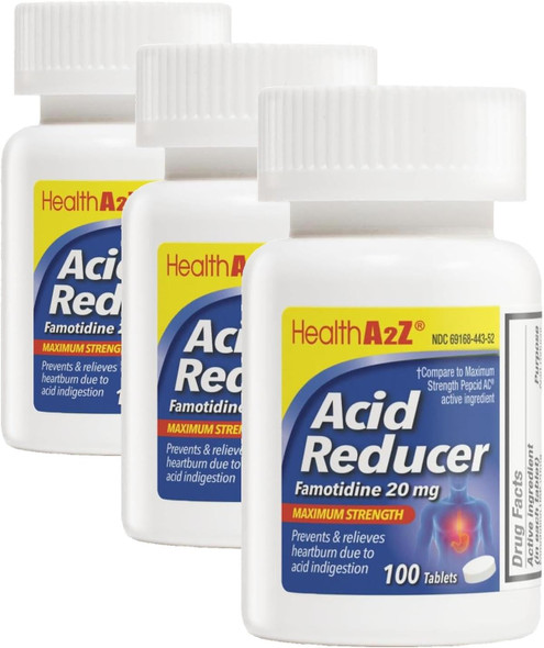 HealthA2Z Acid Reducer  Famotidine 20mg  Maximum Strength  Relief from Heart Burn Due to Acid Indigestion