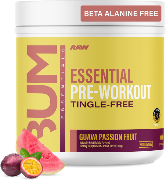 RAW Essential Tingle-Free Pre Workout Powder - Preworkout Without Beta-Alanine for Clean Energy & Focus - Workout Supplement with 200mg of Natural Caffeine - 30 Servings