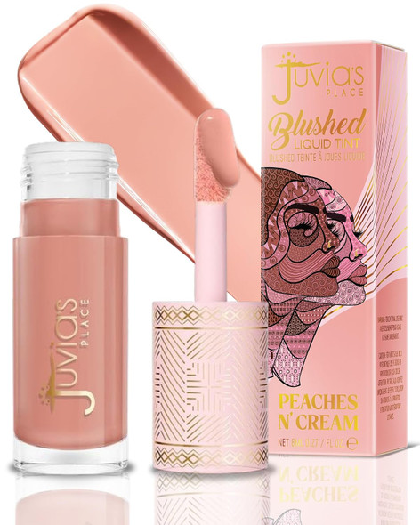 Juvia's Place Blushed Liquid Tint Coral Sunset Lightweight Liquid Blush Radiant Dewy Finish Buildable Formula with Vitamin E Long lasting Soft focus Glow Hydrating Tint for All Day Wear