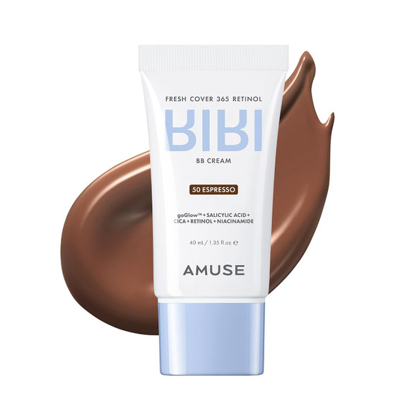Amuse SEOUL 365 Retinol BB Cream Natural Tinted Moisturizer Infused with Plant based PDRN Buildable Glass Skin Hydrating Daily Skincare Vibrant Glow