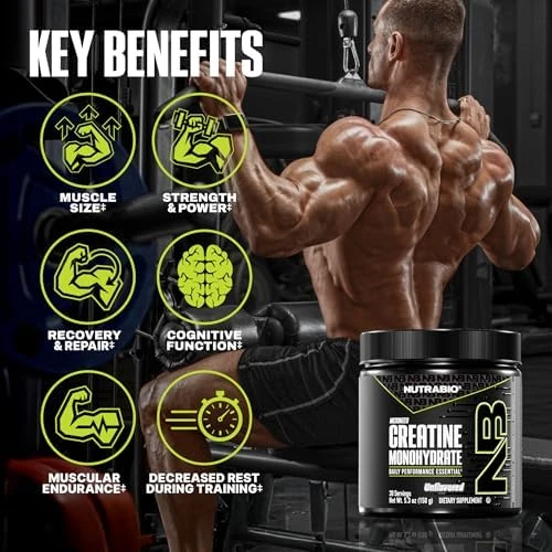 NutraBio Pure Micronized Creatine Monohydrate Powder Supplement, Unflavored, (150 g) - Supports Bulk Muscle Energy, Recovery, and Strength - HPLC Tested Creatine Powder Supplement for Men and Women