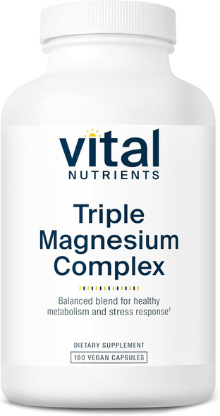 Vital Nutrients Triple Magnesium Complex Supplement  Vegan Magnesium Glycinate Malate & Oxide 250mg  Easily Absorbed Magnesium Supplement for Stress Muscle Heart Bone Support