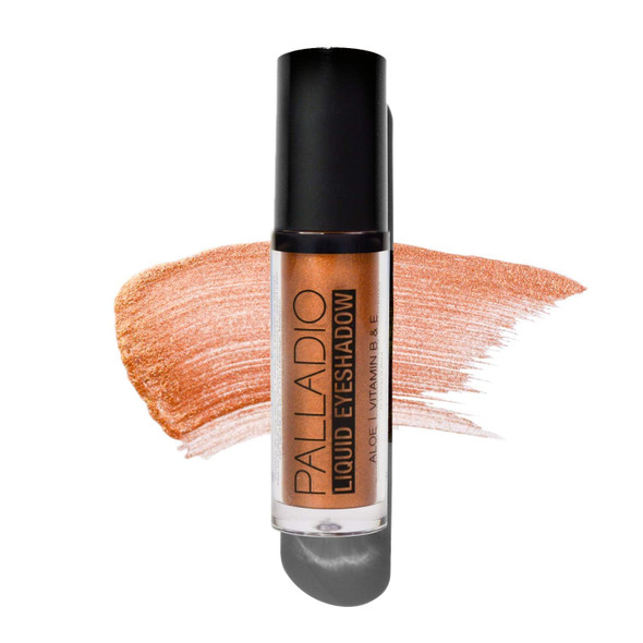 Palladio Liquid Eyeshadow, creamy shimmery formula that instantly adheres to the eyelid with flexible applicator wand for over 8 hours of smudge and crease-proof wear