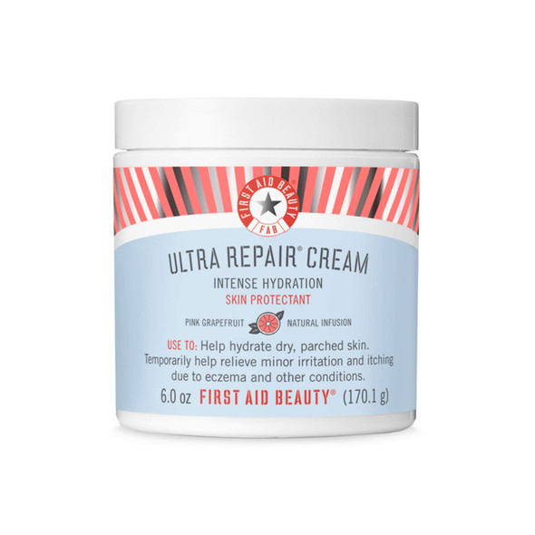 First Aid Beauty Ultra Repair Cream Intense Hydration Moisturizer for Face and Body Pink Grapefruit, 6 oz.