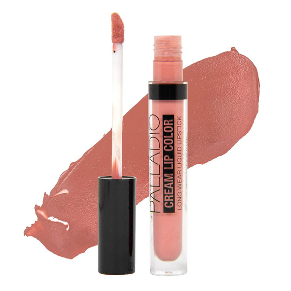 Palladio Long-Wear Cream Lip Color Liquid Lipstick, transfer proof high intensity color pigment, smooth lightweight formula, cream color matte finish, all day wear