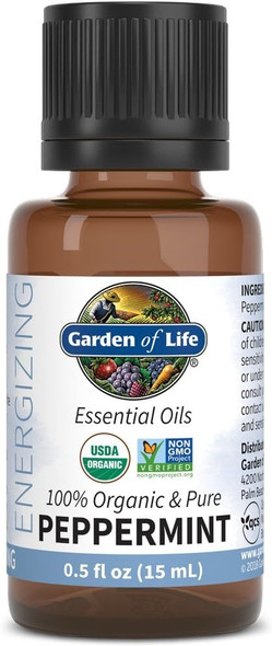 Garden of Life Peppermint Essential Oil – 100% Pure Essential Oil for Diffuser, Aromatherapy, Meditation, Energizing and Refreshing, USDA Organic  Non-GMO