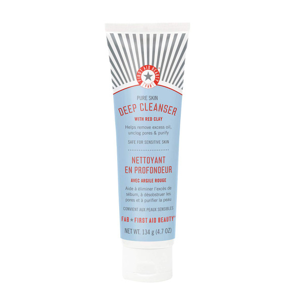 First Aid Beauty Pure Skin Deep Cleanser with Red Clay  Face Wash for Oily or Blemish-Prone Skin  4.7 oz.