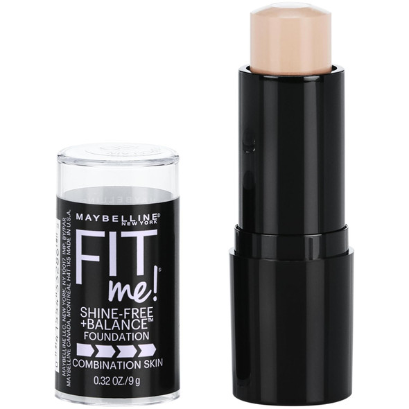 Maybelline Fit Me Shine-Free + Balance Foundation Stick Multi-Use Face Makeup and Contour Stick For Natural Matte Coverage Porcelain