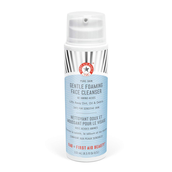 First Aid Beauty Pure Skin Gentle Foaming Face Cleanser, Sensitive Skin Foam Cleanser with Amino Acids - 4.5 oz.