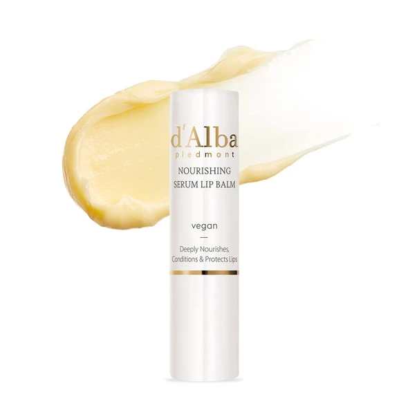 d'alba Piedmont Italian White Truffle Nourishing Serum Lip Balm Vegan Skincare, Hydrating Lip Care with White Truffles for All Skin Types Glowy Finish