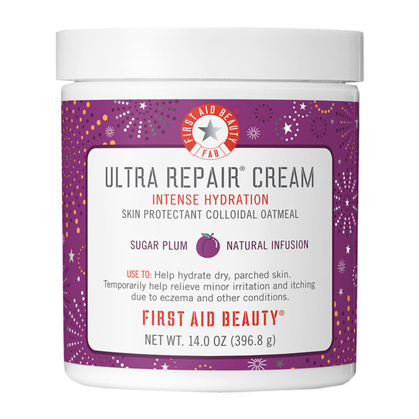 First Aid Beauty Ultra Repair Cream Intense Hydration Moisturizer for Face and Body  Sugar Plum Scent, 14 oz