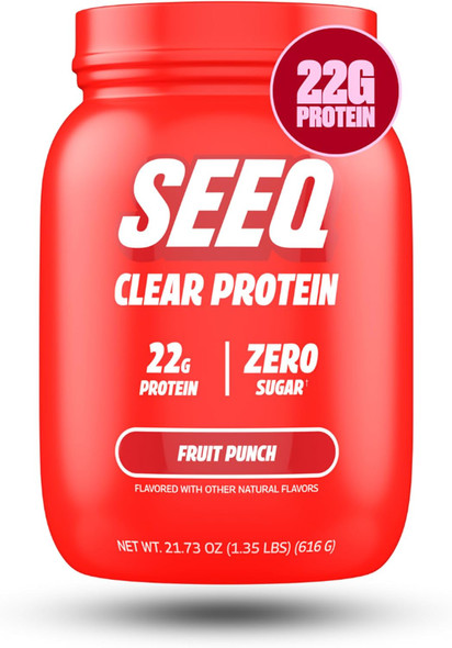 SEEQ Clear Protein Powder -  22 Servings - 22g Clear Whey Protein Isolate - Zero Sugar - 0g Lactose - Allergen Friendly - GLP1 Support - Bone Health - Muscle Post Workout Recovery