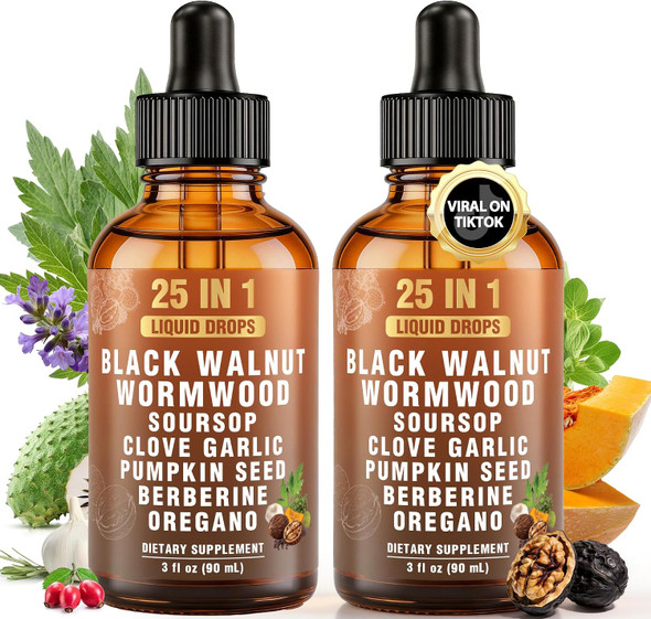 Dobeko 25-in-1 Liposomal Wormwood Black Walnut Cleanse Drops with Clove Garlic Pumpkin Seed Oregano & Berberine | Gut & Digestive Support | 98% Bioavailability | Gentle Intestinal Formula