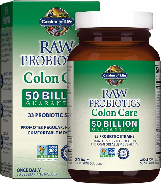 Garden of Life Raw Probiotics Colon Care, 50 Billion CFU, 1 Month Supply