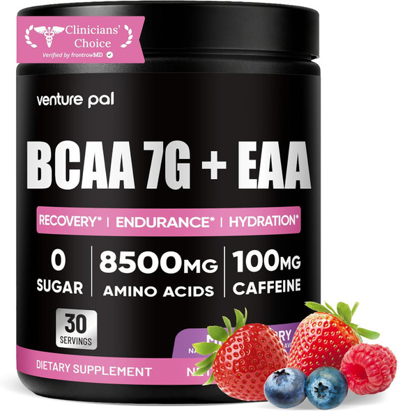 Venture Pal Sugar Free BCAA + EAA Powder for Muscle Recovery & Growth Gluten-Free - 12.7 Ounce
