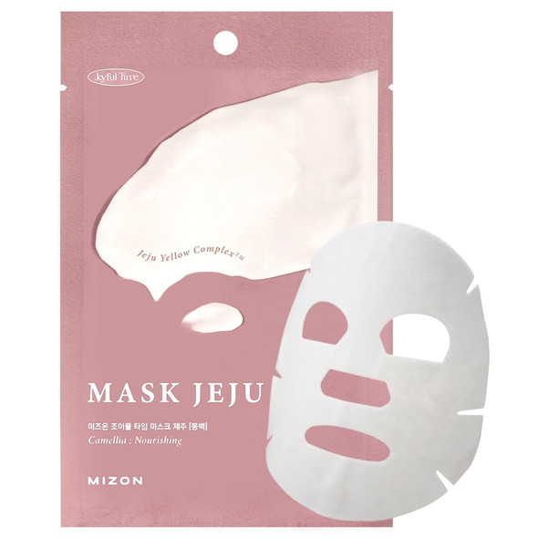 MIZON Joyful Time Jeju Face Mask (Heartleaf) Koren Full Face mask Non-sticky Boosts Hydration with Jeju