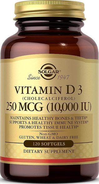 Solgar Vitamin D3 Cholecalciferol 250 MCG 1000 IU Glutan Free